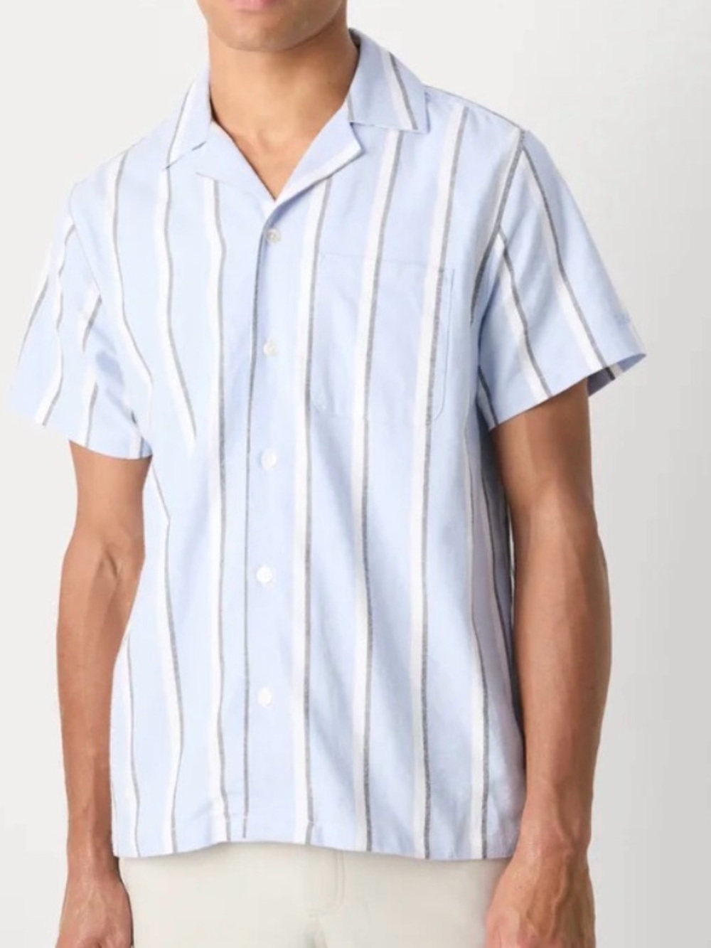 Les Deux Lawson Striped Short Sleeve Button-Down Shirt, Cotton - Mens XS
